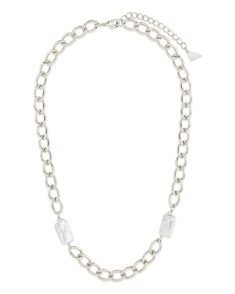 Sterling Forever Pearl Chain Necklace Silver