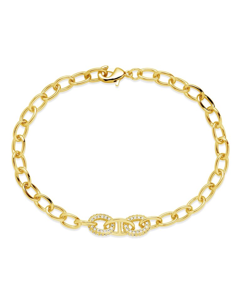 Reina CZ Chain Link Bracelet - Gold