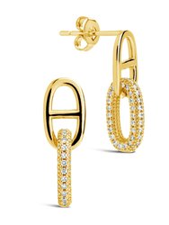 Reina CZ Chain Link Drop Stud Earrings - Gold