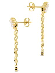 Rhiannon Dangling CZ & Pearl Tiered Stud Earrings