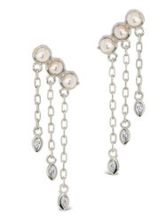 Rhiannon Dangling CZ & Pearl Tiered Stud Earrings