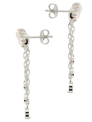 Rhiannon Dangling CZ & Pearl Tiered Stud Earrings