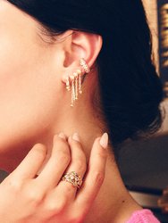 Rhiannon Dangling CZ & Pearl Tiered Stud Earrings