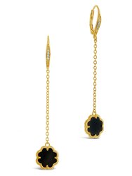 Rose Petal Long Drop Earrings - Gold