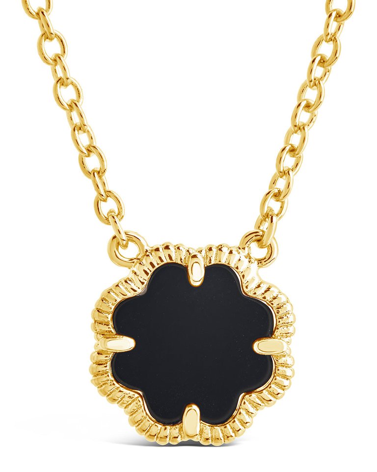 Rose Petal Pendant Necklace - Gold/Onyx