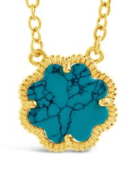 Rose Petal Pendant Necklace - Gold/Turquoise