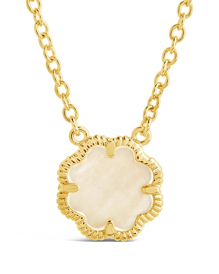 Rose Petal Pendant Necklace - Gold/Mother of Pearl