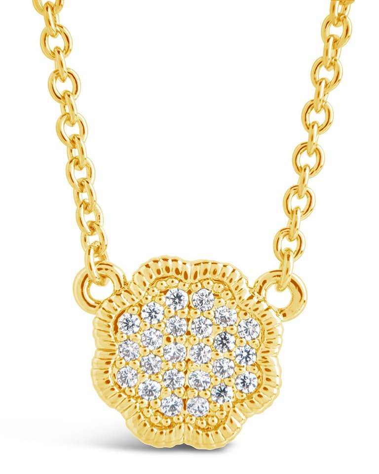 Rose Petal Pendant Necklace - Gold/CZ