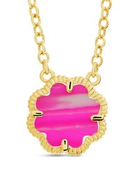 Rose Petal Pendant Necklace - Gold/Pink Turquoise