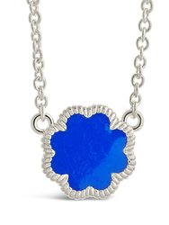 Rose Petal Pendant Necklace - Silver/Blue Enamel