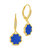 Rose Petal Short Drop Earrings - Gold/Blue Enamel