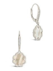 Rose Petal Short Drop Earrings - Silver/Mother of Pearl