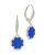 Rose Petal Short Drop Earrings - Silver/Blue Enamel