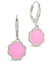 Rose Petal Short Drop Earrings - Silver/Pink Enamel