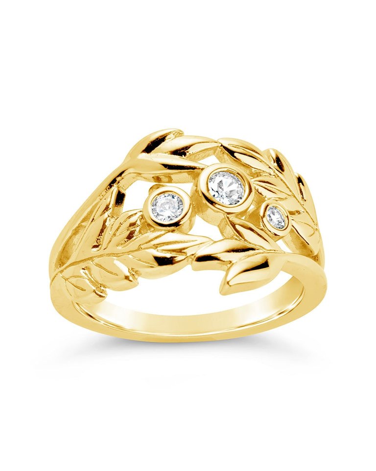 Sicily CZ Leaf Ring