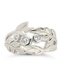 Sicily CZ Leaf Ring - Silver