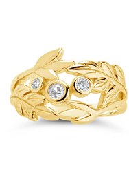 Sicily CZ Leaf Ring - Gold