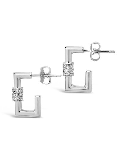 Sterling Forever Square CZ Carabiner Clip Huggie Hoops product