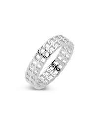 Sterling Silver 2 Row Chain Ring - Silver