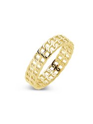 Sterling Silver 2 Row Chain Ring - Gold