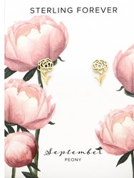 Sterling Silver Birth Flower Studs - Gold