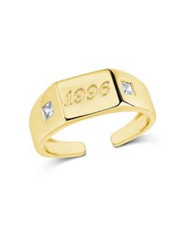 Sterling Silver Birth Year Signet Ring - Gold
