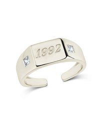 Sterling Silver Birth Year Signet Ring - Silver