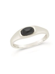 Sterling Silver Black Onyx Signet Ring - Silver