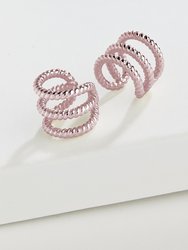 Sterling Silver Braided Triple Row Ear Cuff Set of 2 - Rose Gold
