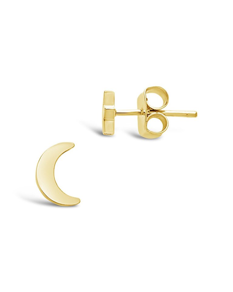 Sterling Silver Crescent & Star Asymmetrical Studs