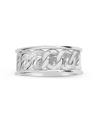 Sterling Silver Curb Chain Band Ring