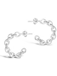 Sterling Silver Delicate Chain Hoop Earrings - Silver