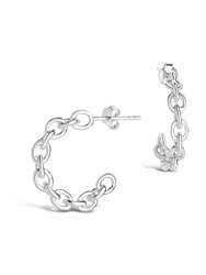 Sterling Silver Delicate Chain Hoop Earrings