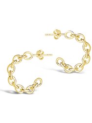 Sterling Silver Delicate Chain Hoop Earrings - Gold
