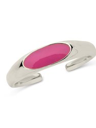 Sterling Silver Enamel Open Signet Ring - Silver