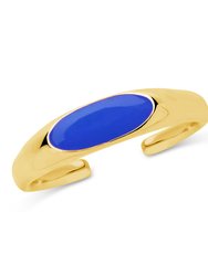 Sterling Silver Enamel Open Signet Ring - Gold