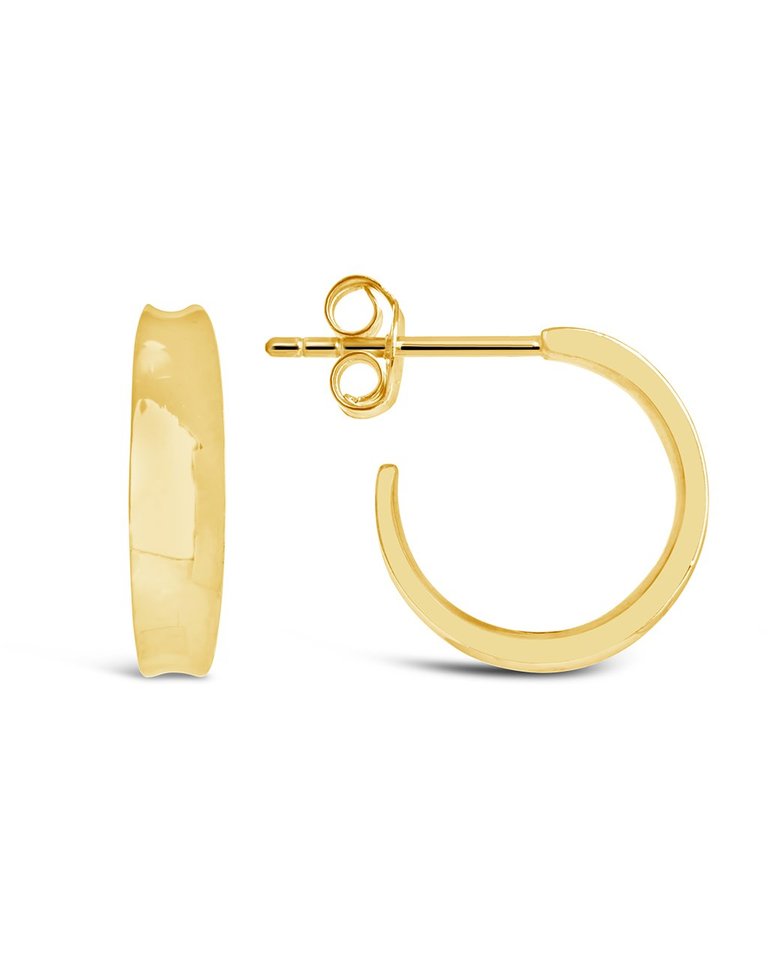 Sterling Silver Graduated Huggie Hoops - Gold