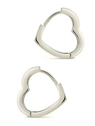 Sterling Silver Heart CZ Micro Hoops