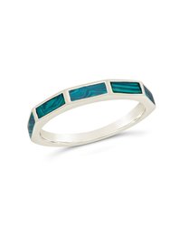Sterling Silver Malachite Baguette Eternity Band Ring - Silver