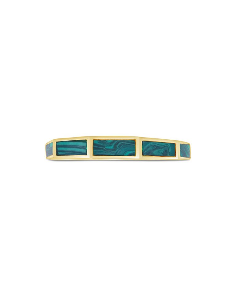 Sterling Silver Malachite Baguette Eternity Band Ring