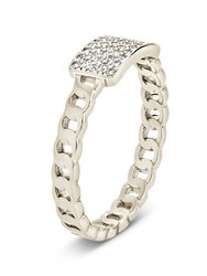 Sterling Silver Statement CZ & Chain Link Ring