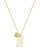 Sterling Silver Tag & CZ Heart Pendant Necklace - Gold