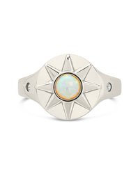 Sunni Opal & CZ Signet Ring - Silver