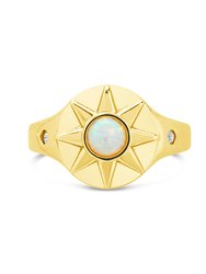 Sunni Opal & CZ Signet Ring - Gold