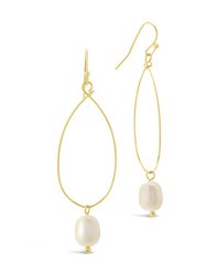 Teardrop Pearl Dangle Earrings - Gold