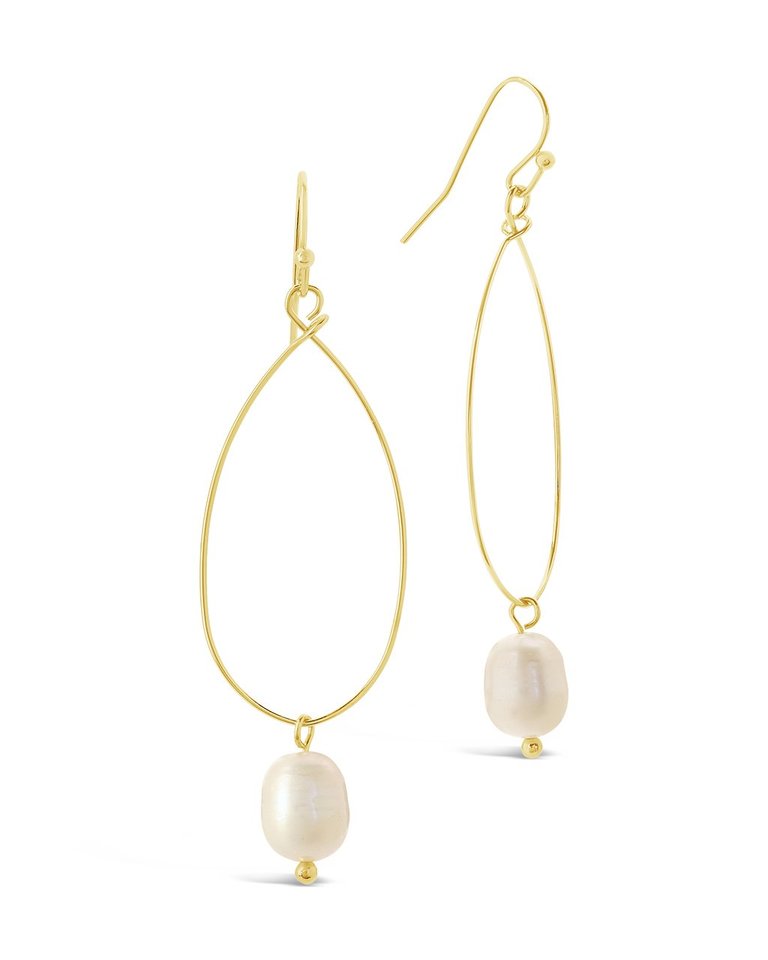 Teardrop Pearl Dangle Earrings - Gold