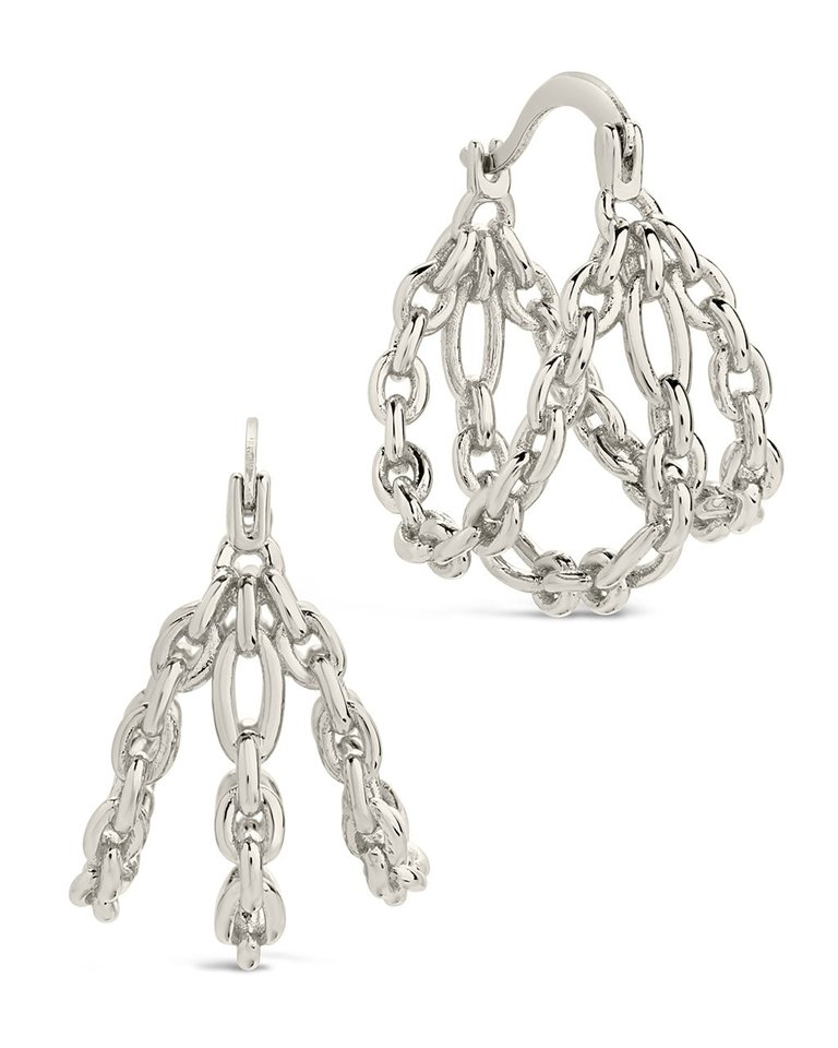 Tenly Chain Link Hoop Earrings - Silver