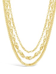 Three Layer Bold Chain Necklace - Gold