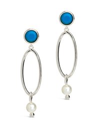 Ula Turquoise & Pearl Drop Stud Earrings