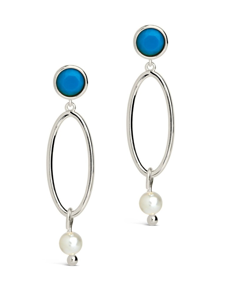 Ula Turquoise & Pearl Drop Stud Earrings